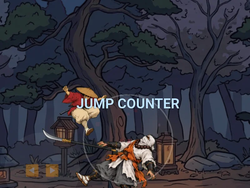 A jump counter over the Warrior Monk's sweep